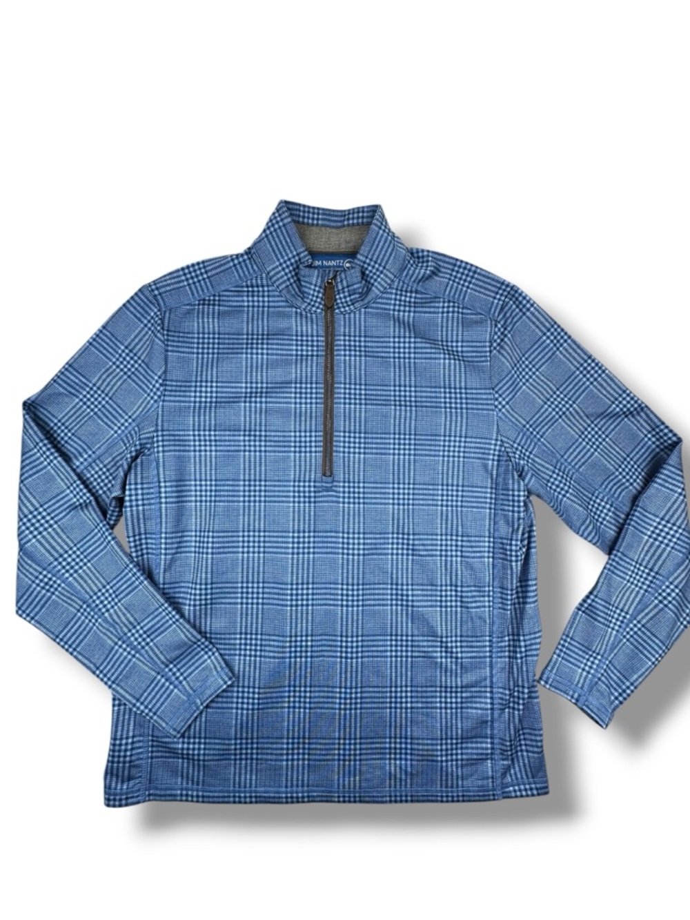 Vineyard Vines Jim Nantz Collection Blue Plaid 3/4 Zip Pullover Men's Shirt Med